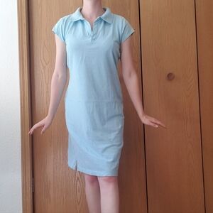 New York & Company Sky Blue Cotton Blend Top